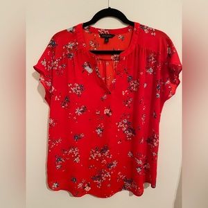 Banana Republic Red Floral Print Blouse, size M